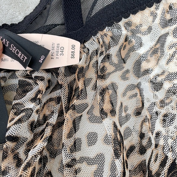 Victoria’s Secret (34D) Sheer Mesh/Lace Babydoll lingerie top leopard print NWT - Picture 6 of 7